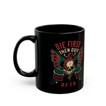 Load image into Gallery viewer, DFTQ Snake and Skull Black Mug