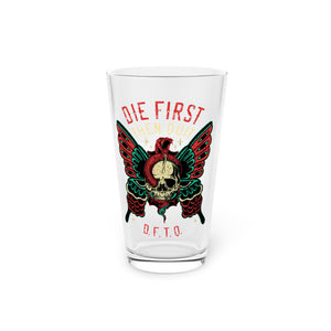 DFTQ Snake Skull Pint Glass, 16oz