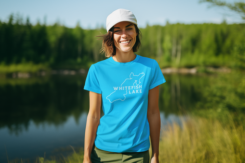 Whitefish Lake Outline Tri-Blend Crew Tee