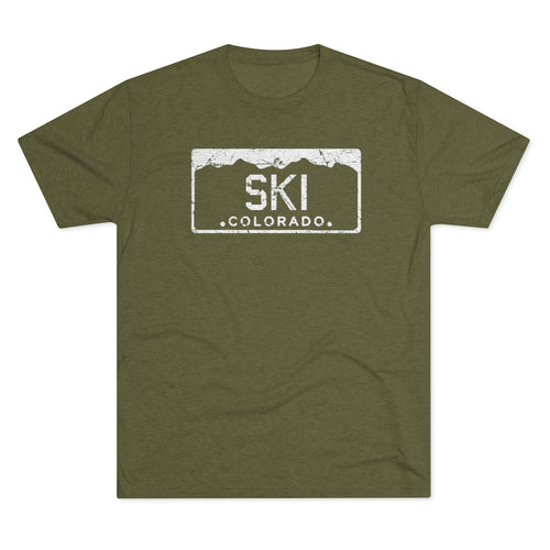 Ski Colorado License PlateTri-Blend Crew Tee